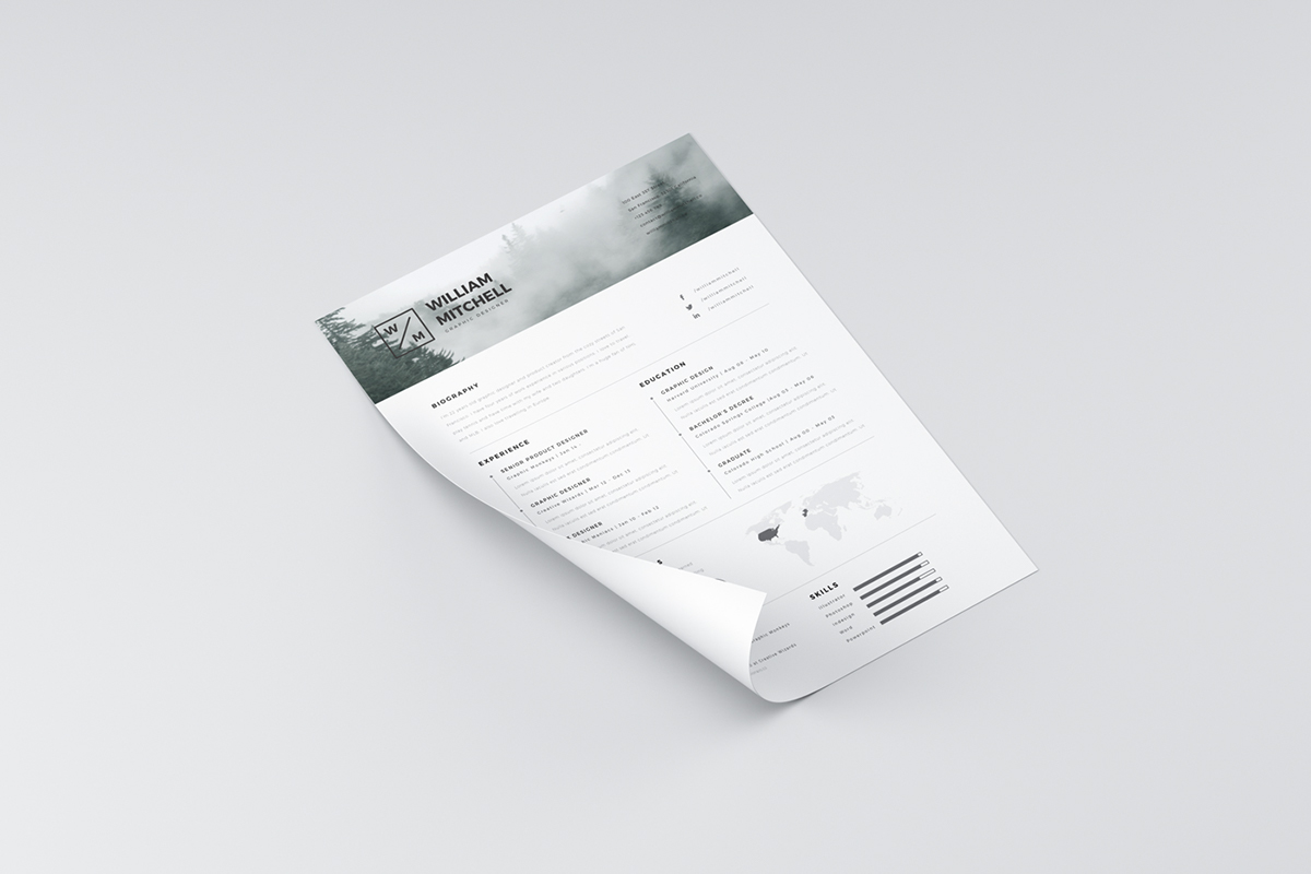 one page resume template